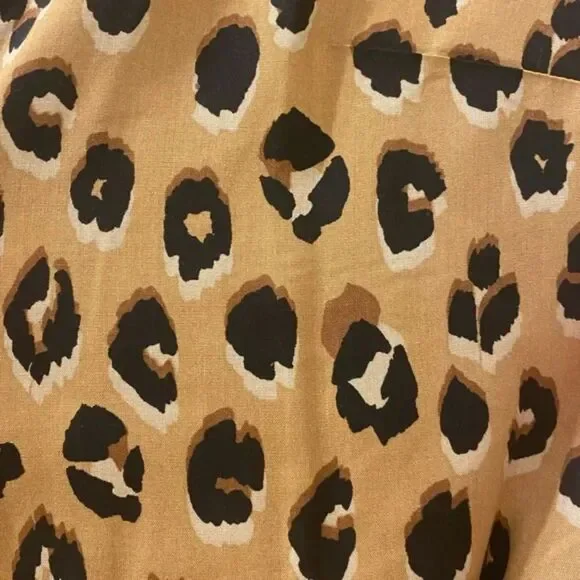 A New Day Women's XS Cheetah Print Belted Midi Shirt Dress Brown Leopard Satin - Picture 5 of 7